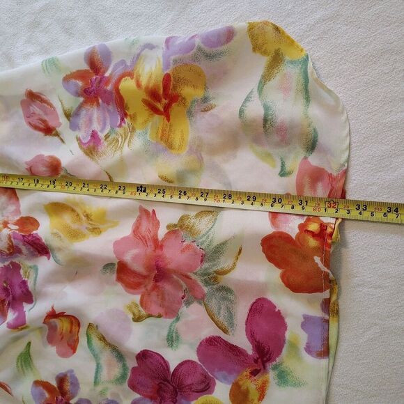 Vtg 90s Romantic Moods Slip Nightie Floral Bow Coquette Semi Sheer Size Medium - Picture 6 of 8